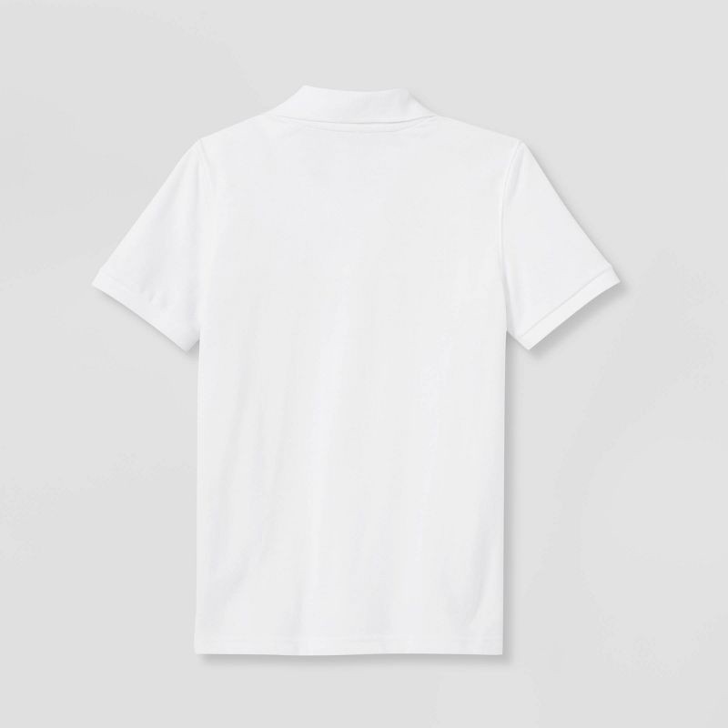 slide 2 of 3, Boys' Short Sleeve Pique Uniform Polo Shirt - Cat & Jack™ White S: School Collared Top, 1 ct