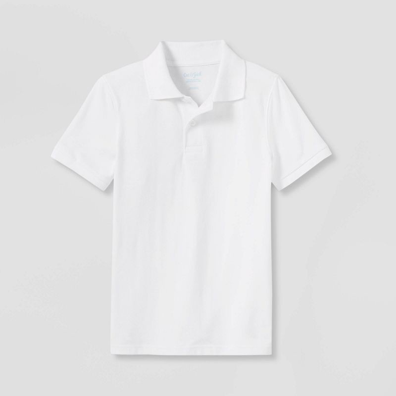 slide 1 of 3, Boys' Short Sleeve Pique Uniform Polo Shirt - Cat & Jack™ White XL, 1 ct