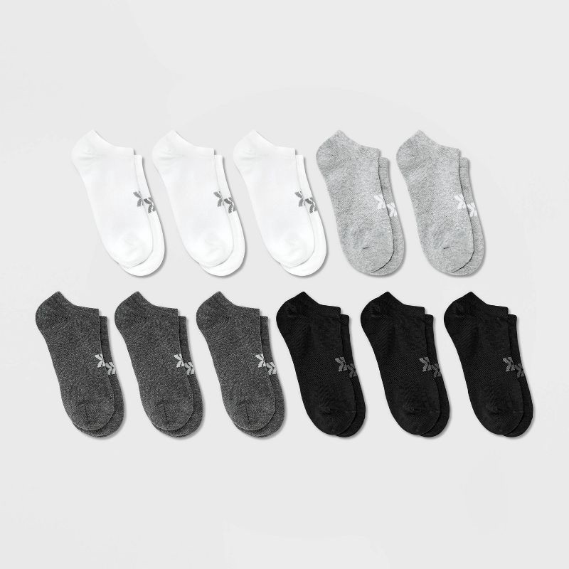 slide 1 of 3, Women's Lightweight 10+1 Bonus Pack No Show Athletic Socks - All In Motion™ White/Black/Gray 4-10, 1 ct