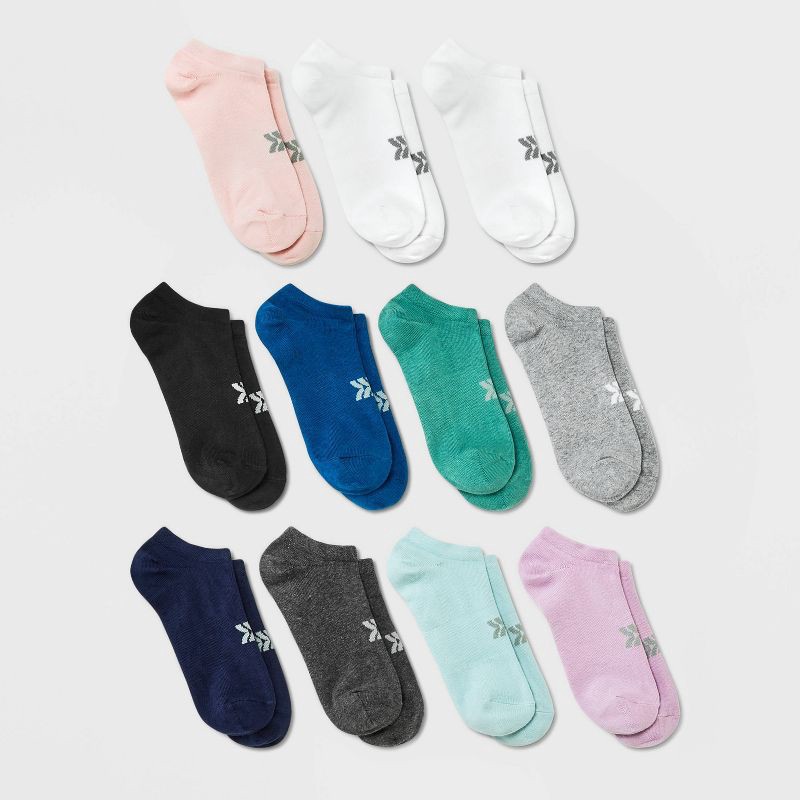 slide 1 of 3, Women's Lightweight 10+1 Bonus Pack No Show Athletic Socks - All In Motion™ Assorted Colors 4-10, 1 ct