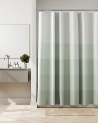 Room & Retreat Kristi Stripe Fabric Shower Curtain with Recycled Cotton, Green