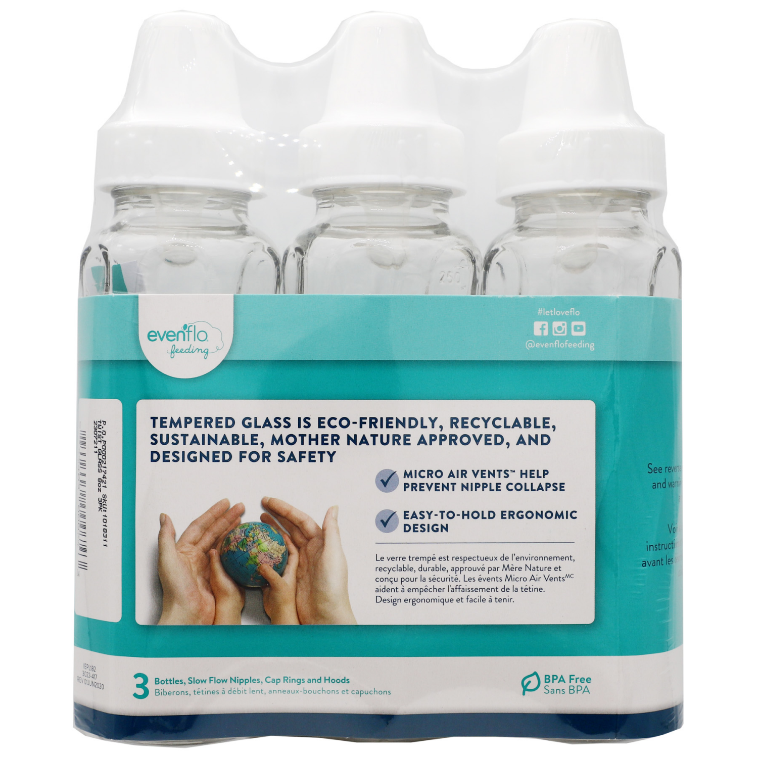 slide 2 of 2, Evenflo Classic Glass Bottles, 3 ct; 8 oz