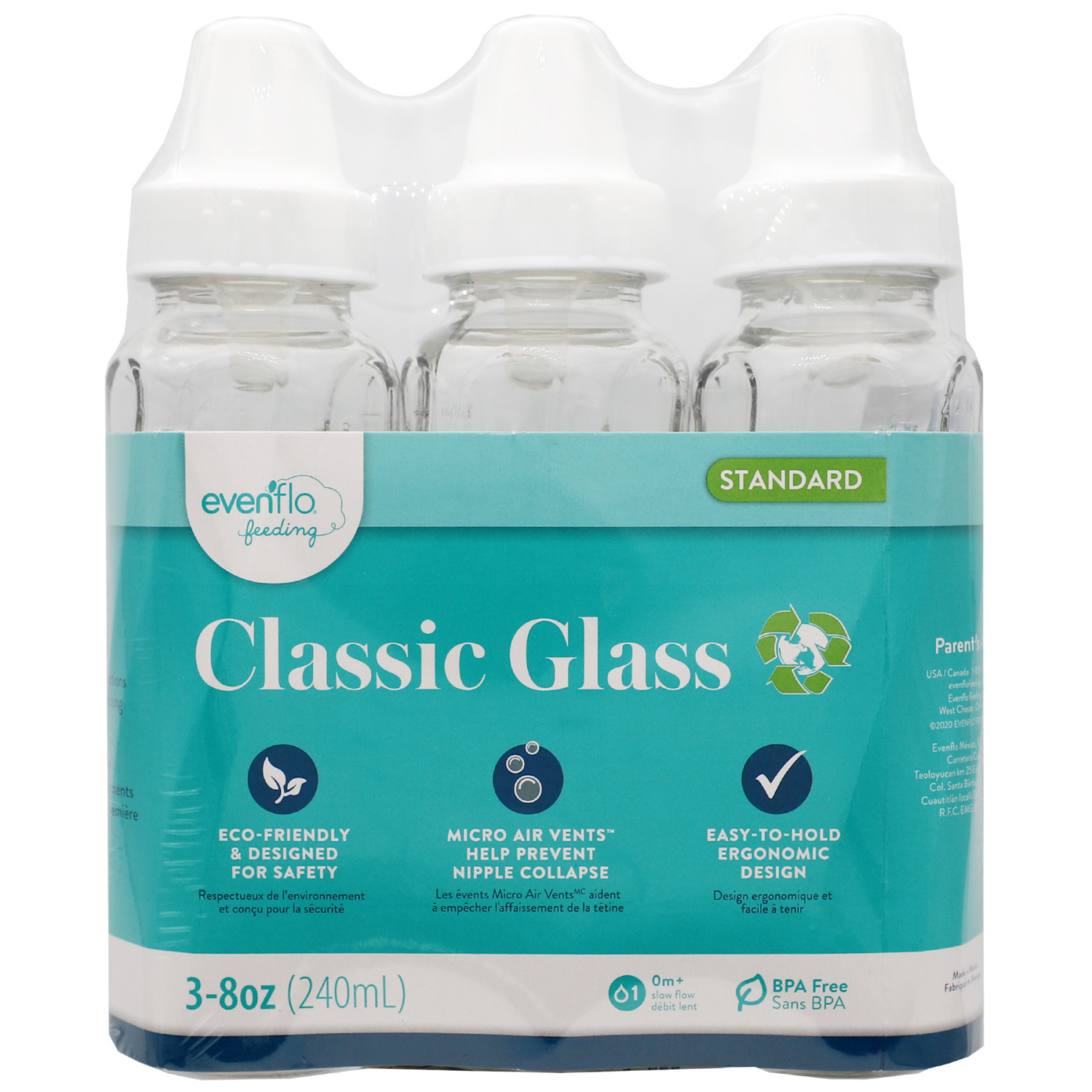 slide 1 of 2, Evenflo Classic Glass Bottles, 3 ct; 8 oz