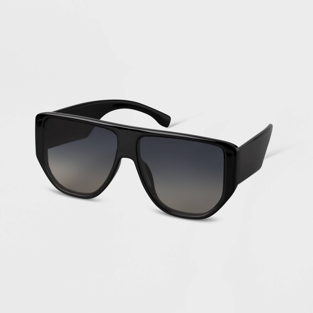 slide 2 of 2, Women's Gradient Shield Sunglasses - A New Day Black, 1 ct
