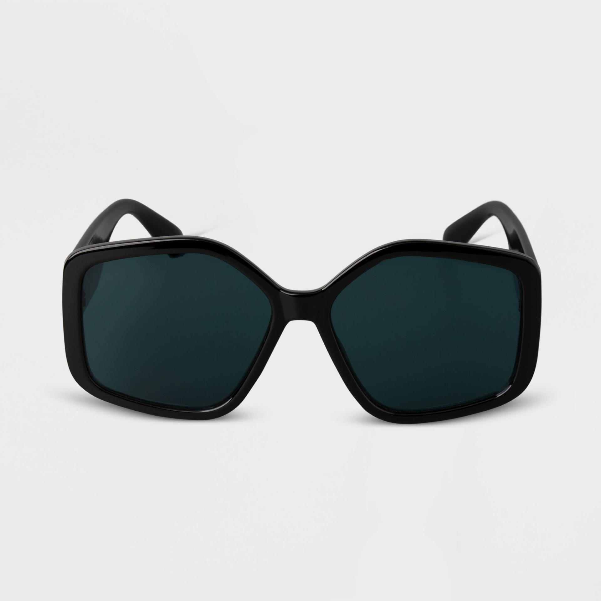 slide 1 of 2, Women's Oversized Angular Square Sunglasses - A New Day Black, 1 ct