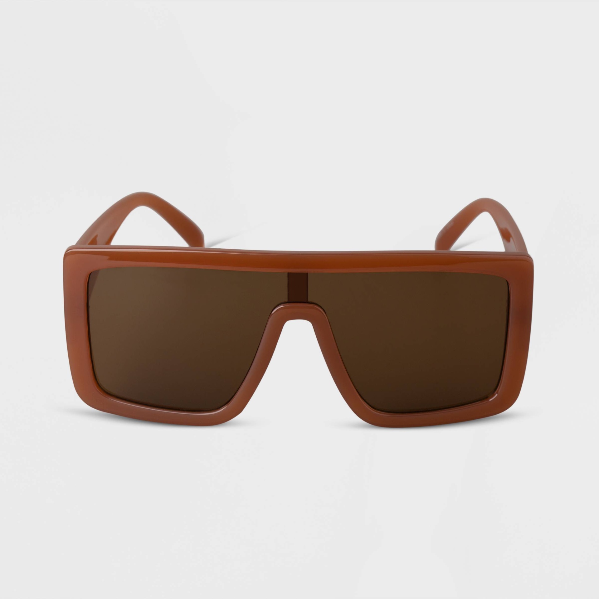 slide 1 of 2, Women's Oversized Shield Sunglasses - A New Day Brown, 1 ct