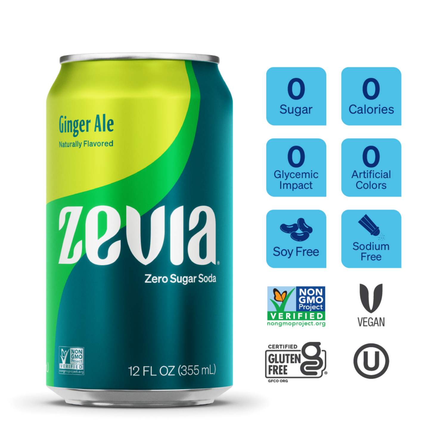 slide 2 of 5, Zevia Ginger Ale Zero Calorie Soda - 144 fl oz, 12 ct; 12 fl oz