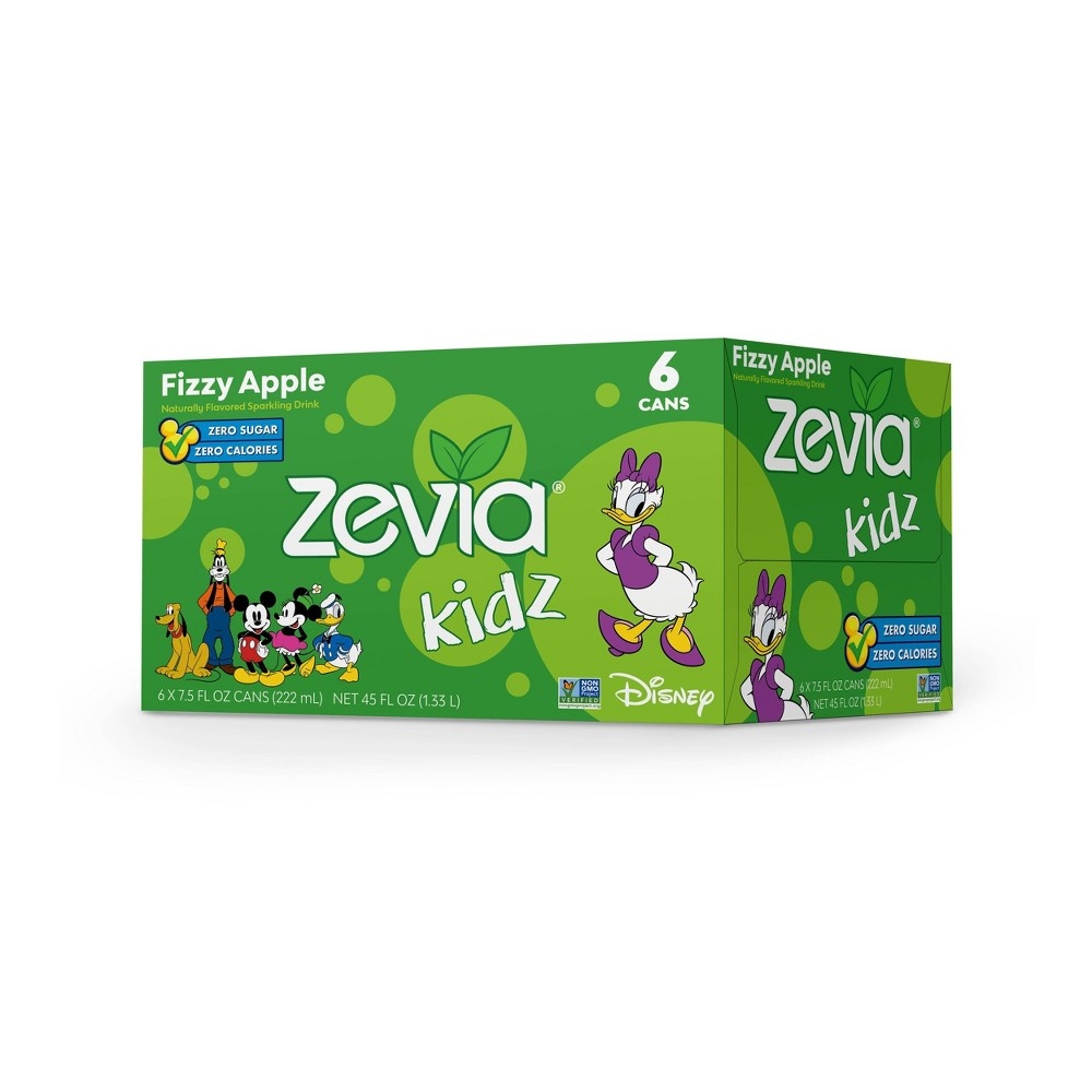 slide 3 of 4, Zevia Kidz Disney Fizzy Apple Sparkling Drink, 6 ct; 7.5 fl oz