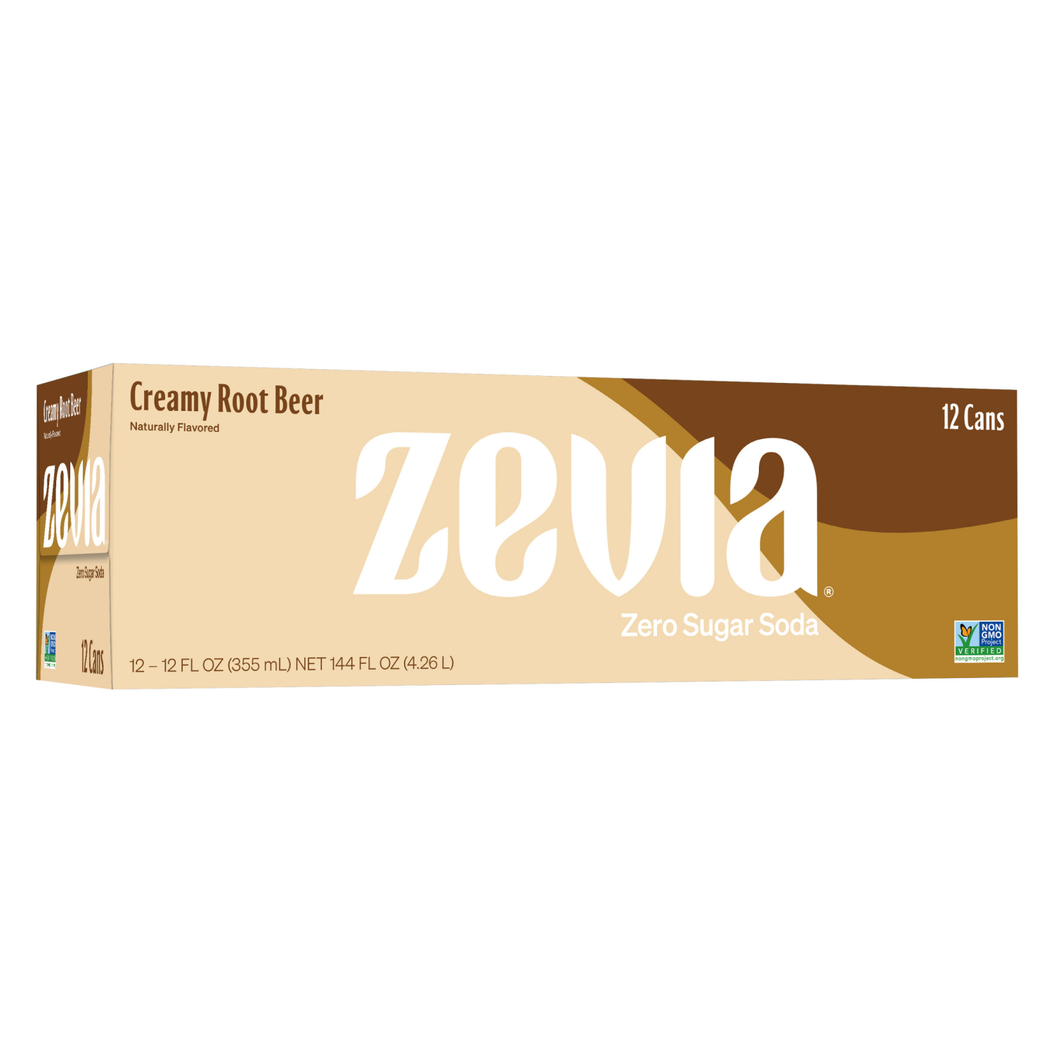 slide 1 of 5, Zevia Root Beer Zero Calorie Soda - 144 fl oz, 12 ct; 12 fl oz