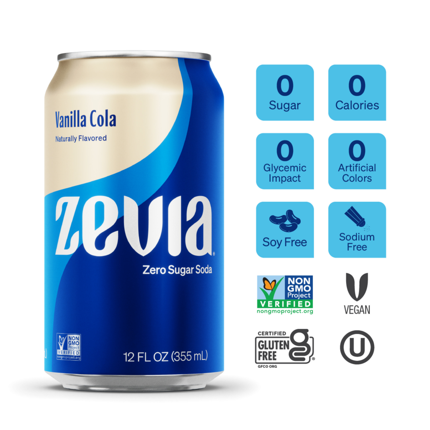 slide 4 of 6, Zevia Vanilla Cola Zero Sugar Soda - 72 fl oz, 6 ct; 12 fl oz
