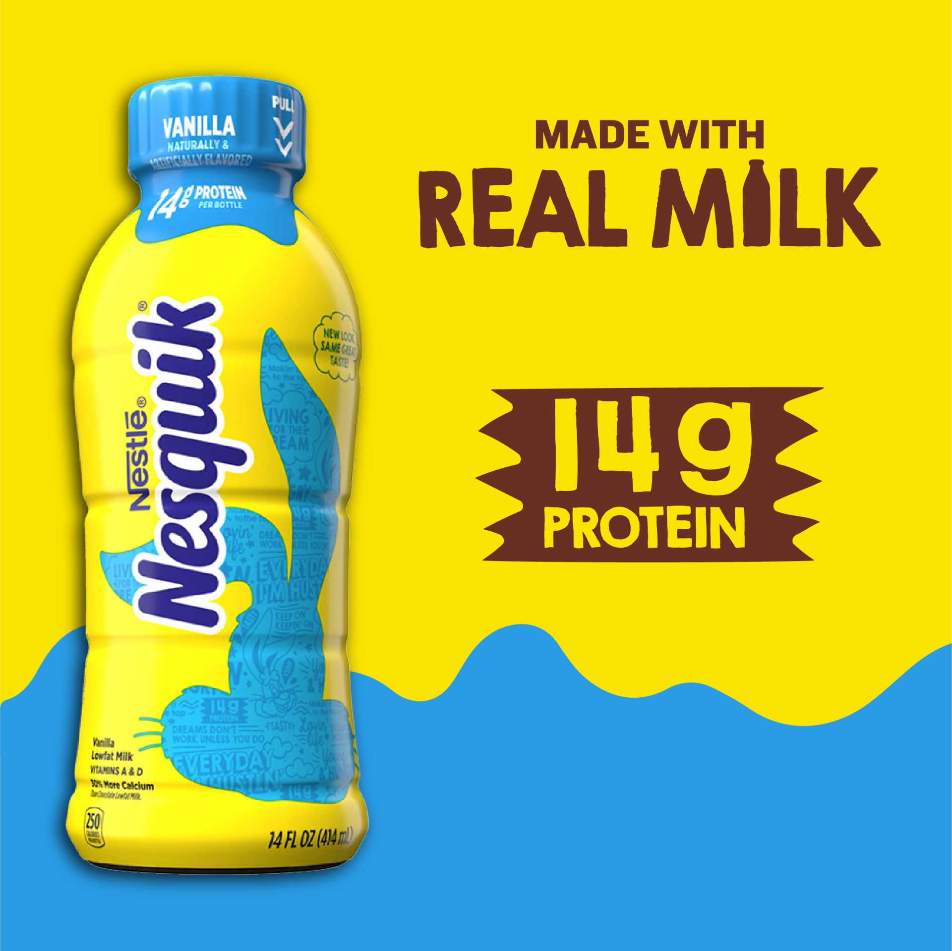 slide 3 of 5, Nesquik Vanilla Lowfat Milk, 14 fl oz