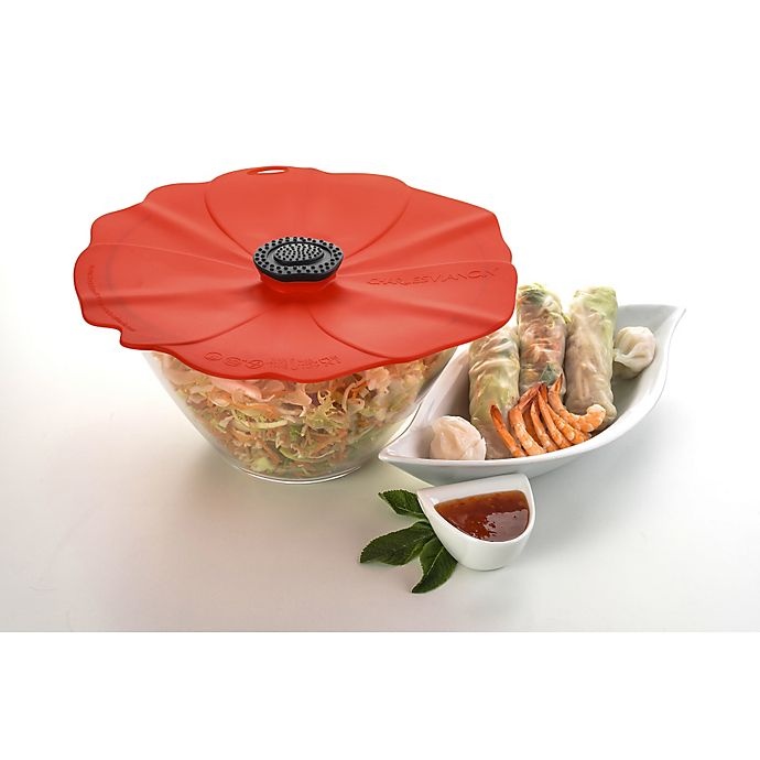 slide 3 of 3, Charles Viancin Poppy Lid - Red, 9 in