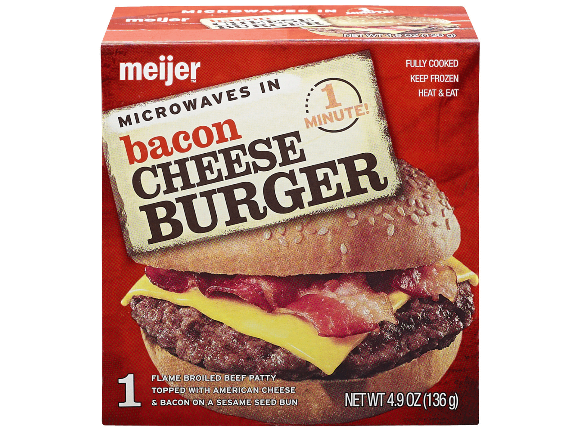 slide 1 of 1, Meijer Bacon Cheeseburger, 4.9 oz