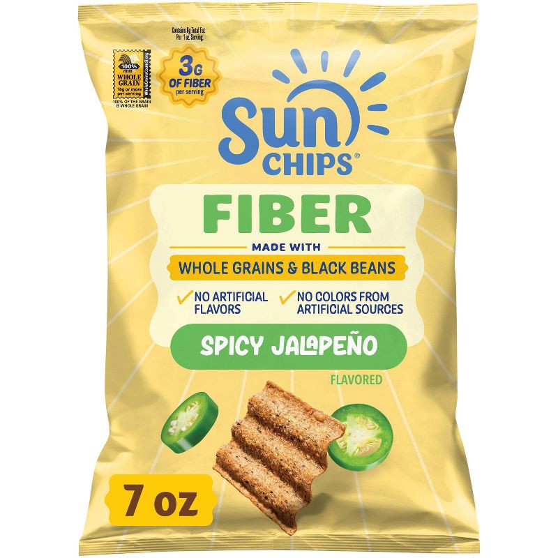 slide 1 of 6, SunChips Fiber Spicy Jalapeno - 7oz: Whole Grain, No Artificial Preservatives, No Artificial Flavors, 7 oz