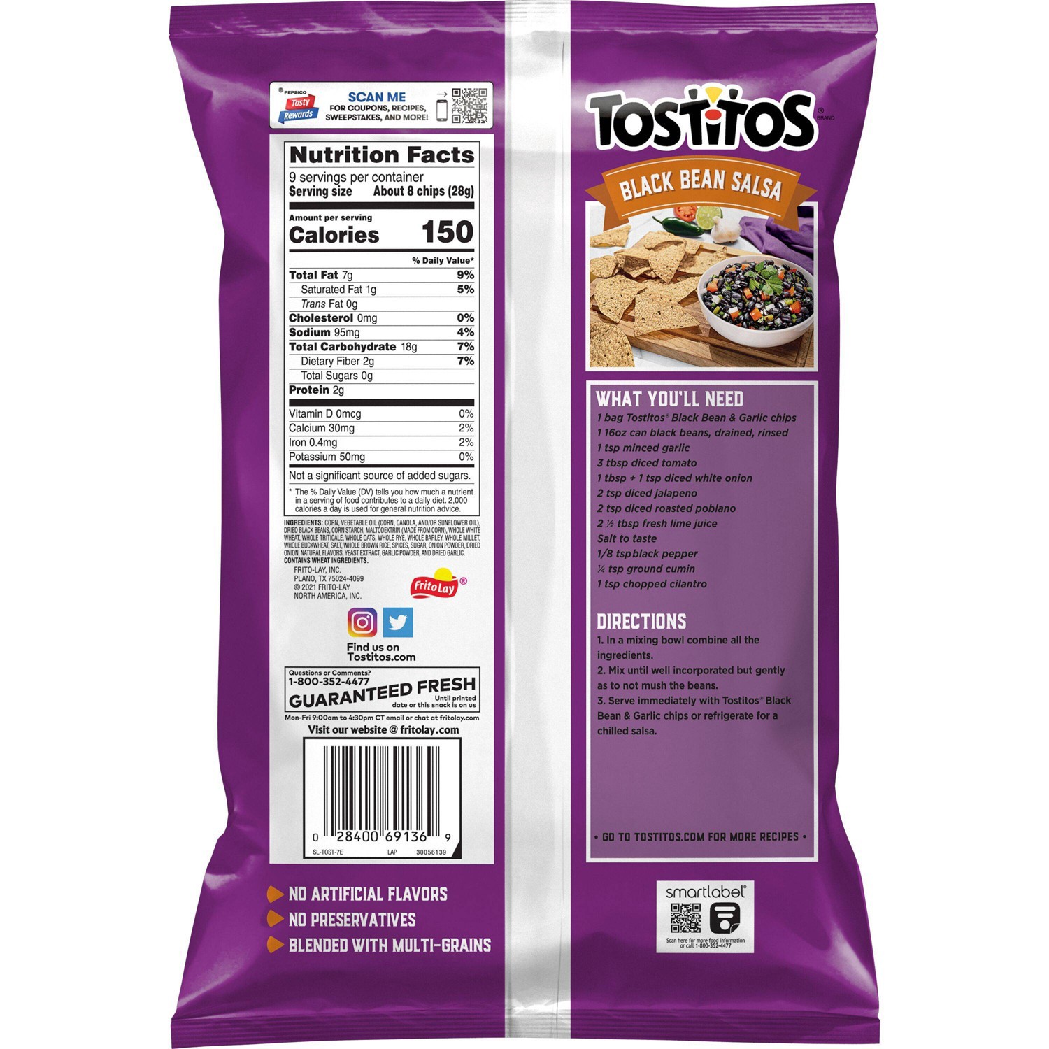 Tostitos Tortilla Chips Black Bean And Garlic Flavored 9 Ounce 9 Oz | Shipt