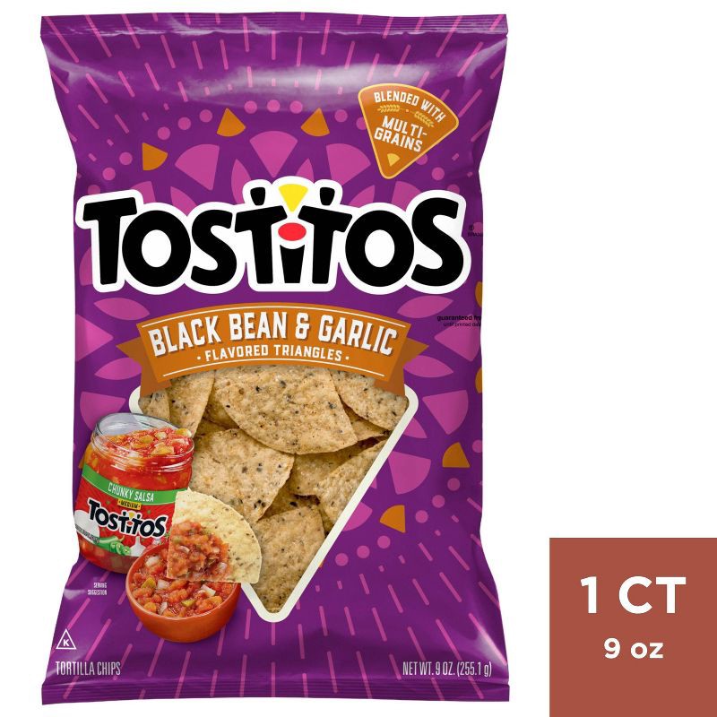 slide 1 of 3, Tostitos Black Bean and Garlic Tortilla Chips - 9oz, 9 oz