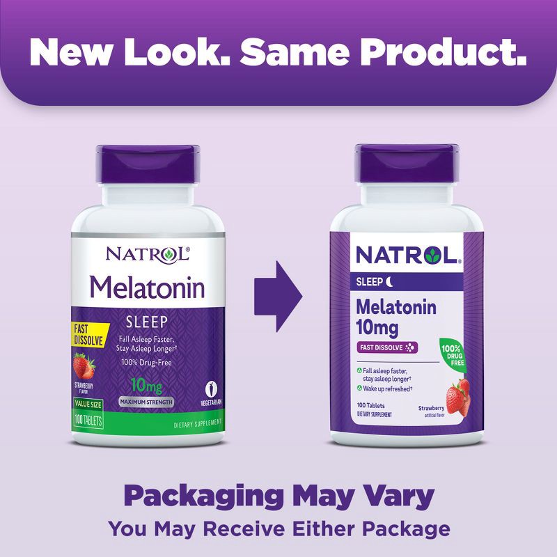 slide 3 of 10, Natrol Melatonin 10mg Maximum Strength Fast Dissolve Sleep Aid Tablets - Strawberry - 100ct, 10mg, 100 ct