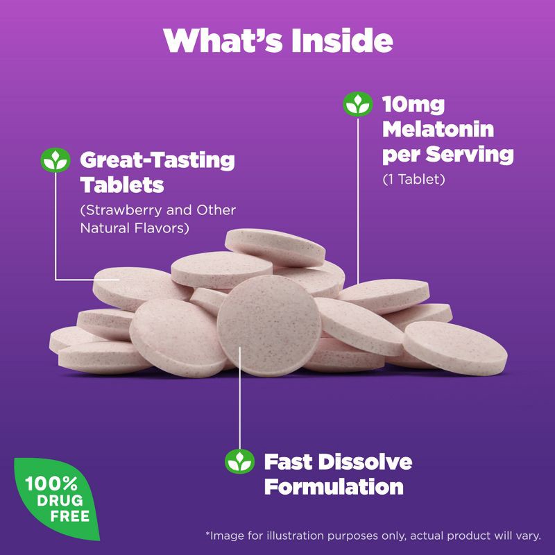 slide 4 of 10, Natrol Melatonin 10mg Maximum Strength Fast Dissolve Sleep Aid Tablets - Strawberry - 100ct, 10mg, 100 ct