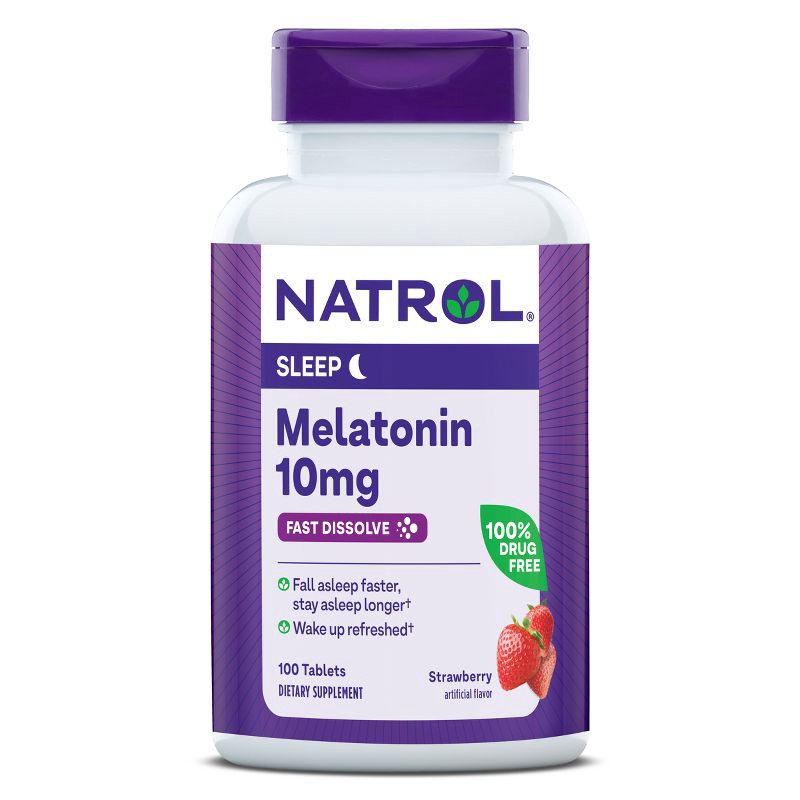 slide 1 of 10, Natrol Melatonin 10mg Maximum Strength Fast Dissolve Sleep Aid Tablets - Strawberry - 100ct, 10mg, 100 ct