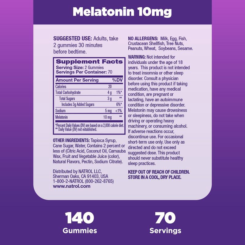 slide 5 of 10, Natrol Melatonin 10mg Sleep Aid Gummies - Strawberry - 140ct, 10mg, 140 ct