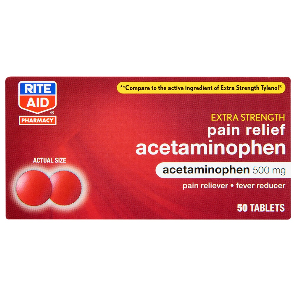 slide 1 of 5, Rite Aid Extra Strength Acetaminophen, 500 mg, 50 ct