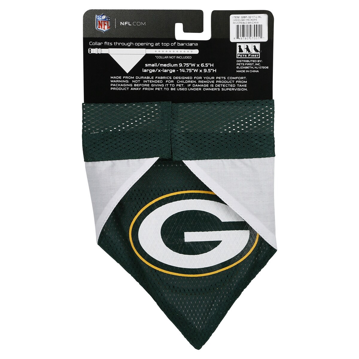 slide 2 of 2, Pets First Green Bay Packers Bandana, Large/X-Large, 1 ct
