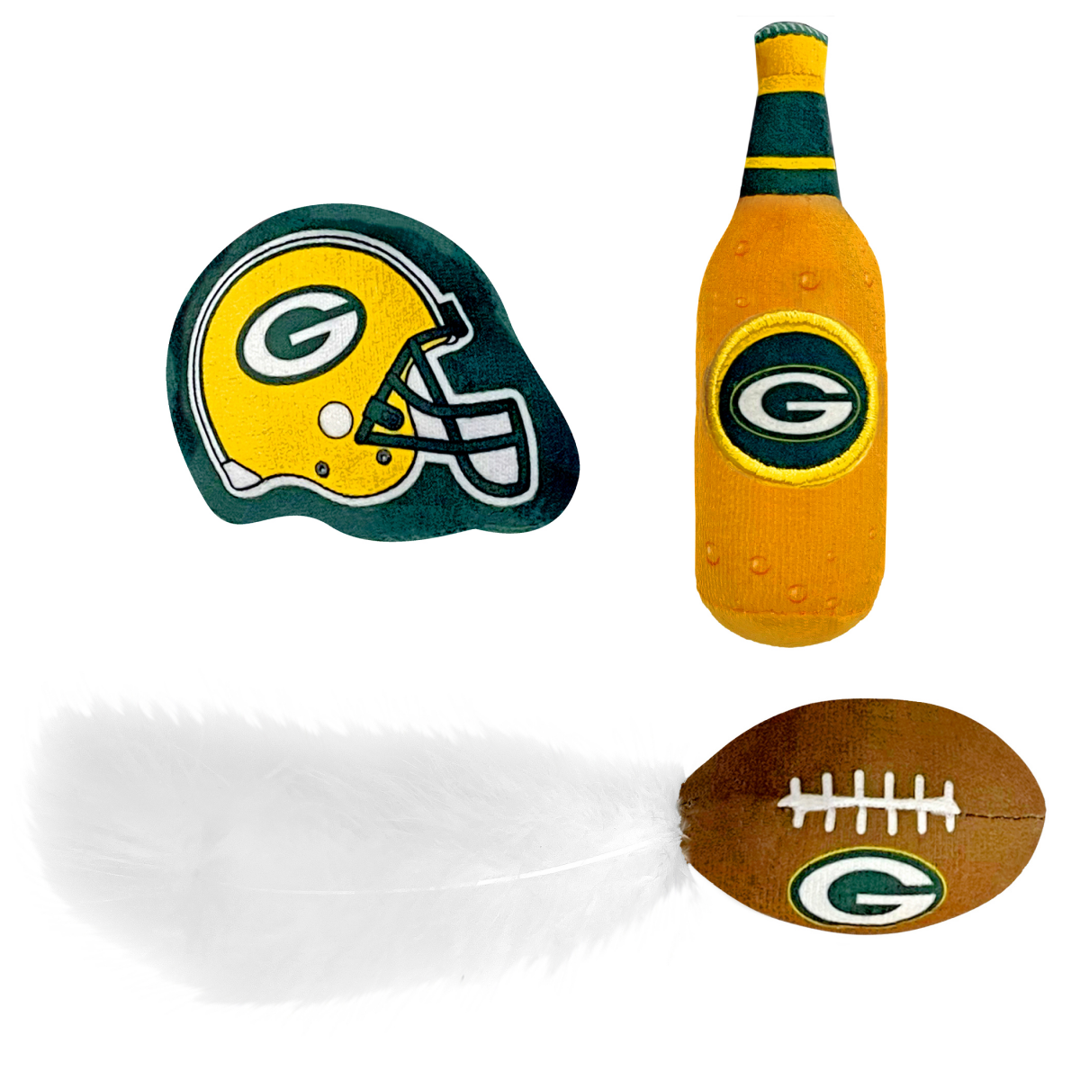 slide 2 of 2, Green Bay Packers 3 Pc Cat Nip Toy Set, 3 ct