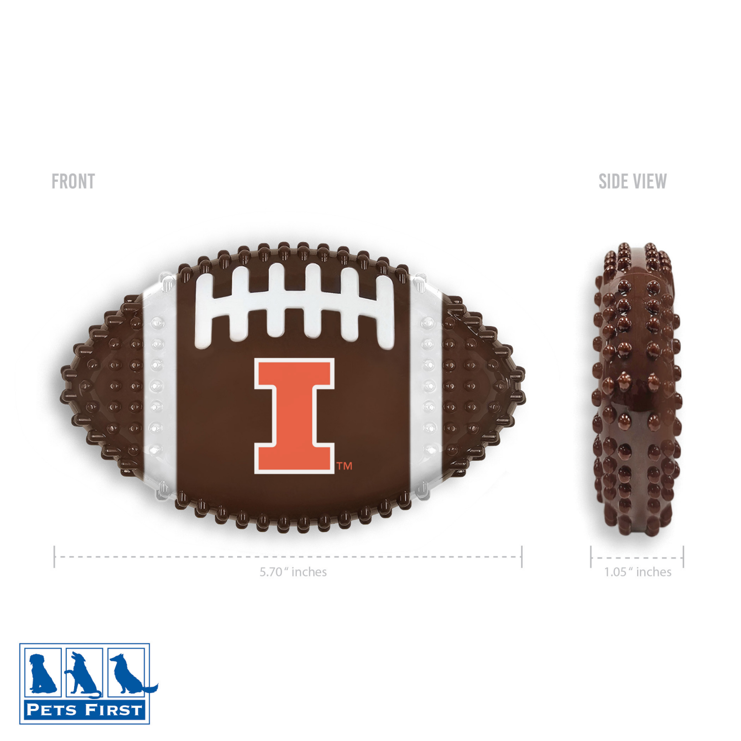 slide 1 of 2, Illinois Hard Nylon Football Chew Toy, 1 ct