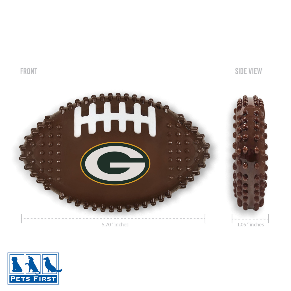 slide 2 of 2, Green Bay Packers Hard Nylon Football Chew Toy, 1 ct