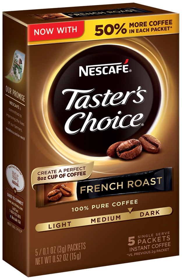 slide 5 of 5, Nescafé Taster's Choice, French Roast Dark Roast Instant Coffee, 1 box (5 packets) - 0.53 oz, 0.53 oz