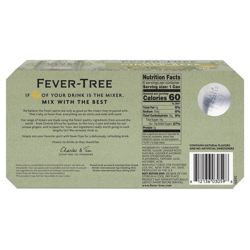 slide 5 of 5, Fever-Tree Ginger Beer- 8pk/150ml Cans, 8 ct; 150 ml