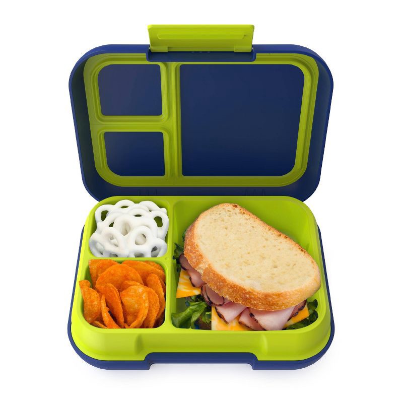 slide 1 of 7, Bentgo Pop Leakproof Bento-Style Lunch Box with Removable Divider-3.4 Cup - Navy Blue/Chartreuse, 1 ct