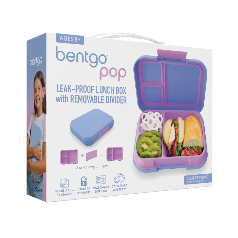 slide 7 of 7, Bentgo Pop Leakproof Bento-Style Lunch Box with Removable Divider-3.4 Cup - Periwinkle/Pink: Kids Lunchbox, BPA-Free, 1 ct