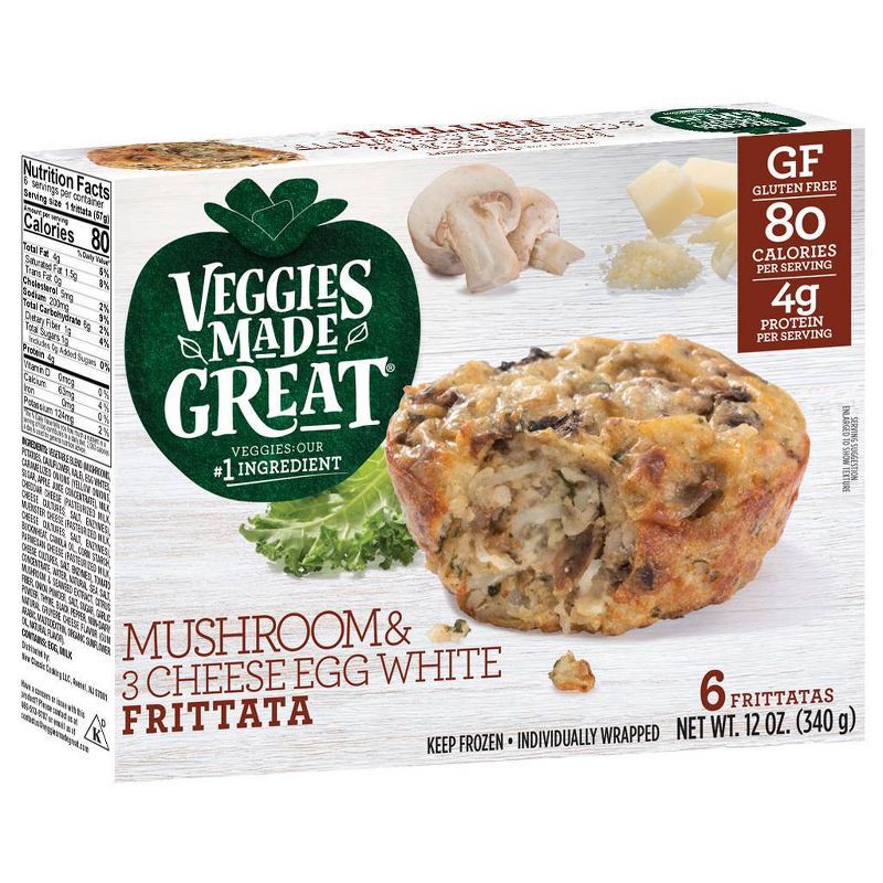 slide 1 of 5, Veggies Made Great Gluten Free Frozen Mushroom & Three Cheese Frittata - 12oz, 12 oz