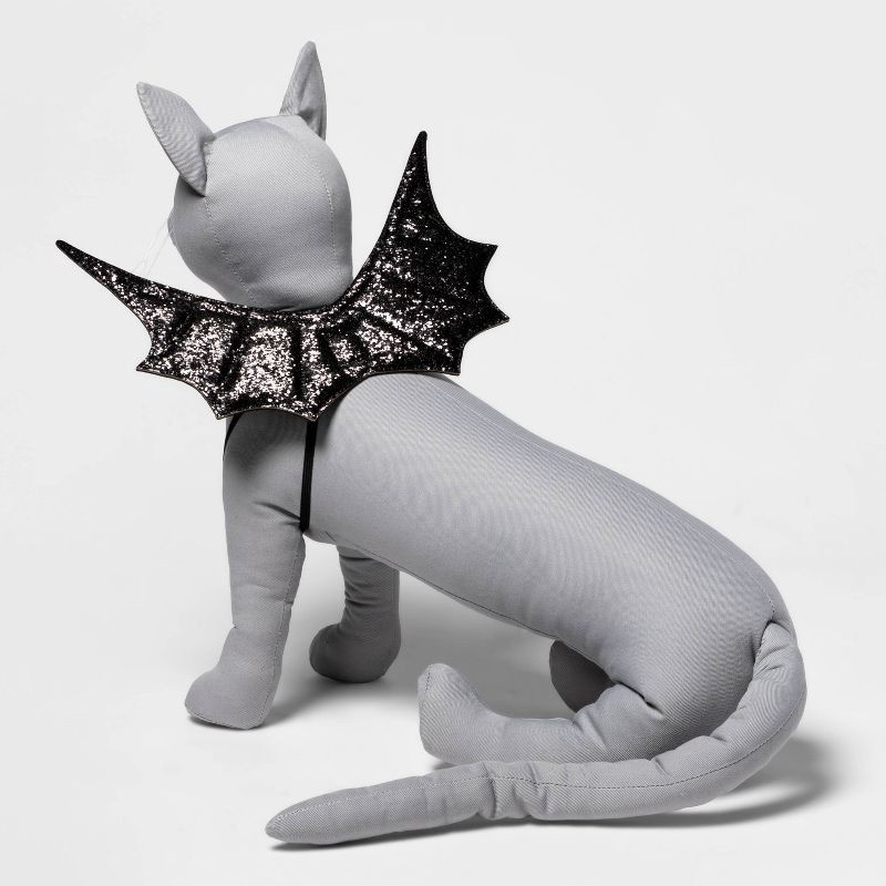 slide 4 of 4, Glitter Wings Halloween Cat Costume Black - Boots & Barkley™, 1 ct