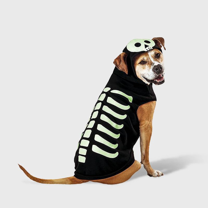 slide 1 of 7, Skeleton Glow Reflective Halloween Hoodie Dog Costume - M - Boots & Barkley™, 1 ct