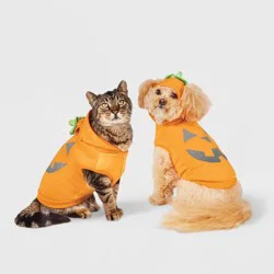 Jack-O'-Lantern Pumpkin Reflective Halloween Hoodie Dog and Cat Costume - S - Boots & Barkley™