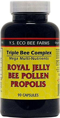 slide 1 of 1, Y.S. Organic Bee Farms Bee Triple Complex Royal Jelly Bee Pollen Propolis, 90 ct