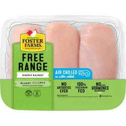 Foster Farms No Antibiotics Ever Boneless Skinless Chicken Breasts - 1.25-2.5lbs - price per lb: Certified Humane, High Protein, Cage Free