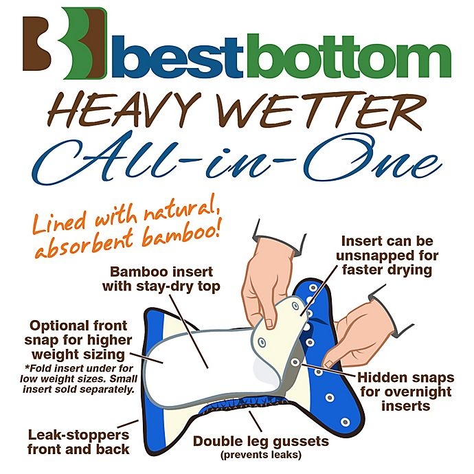 slide 5 of 5, Best Bottom Heavy Wetter One Size All-in-One Diaper - Same Old Love, 1 ct