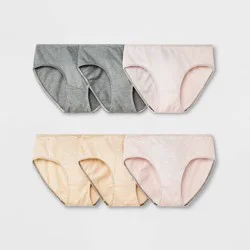 Girls' 6pk Cotton Briefs - Cat & Jack™ Gray/Beige/Pink L