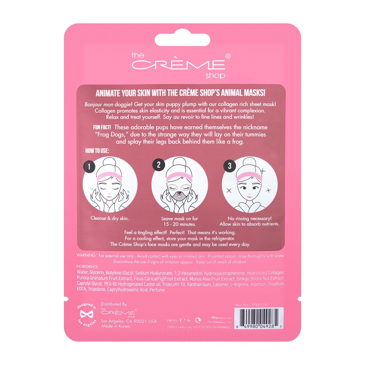 slide 2 of 2, The Crème Shop Plump Up, Skin! Animated French Bulldog Sheet Mask, 1 ct