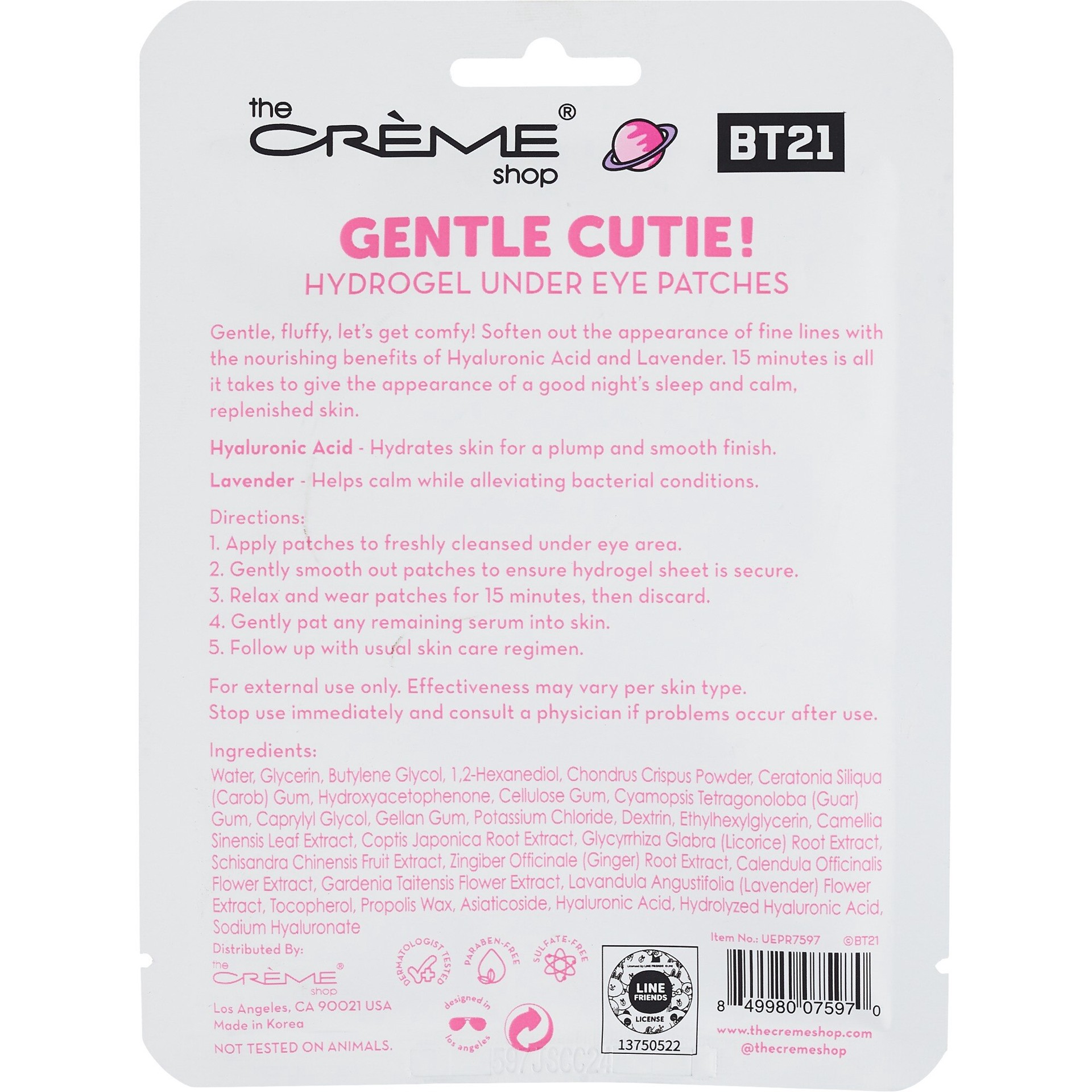 slide 2 of 2, The Crème Shop X Bt21 Gentle Cutie! Hydrogel Under Eye Patches, 1 ct