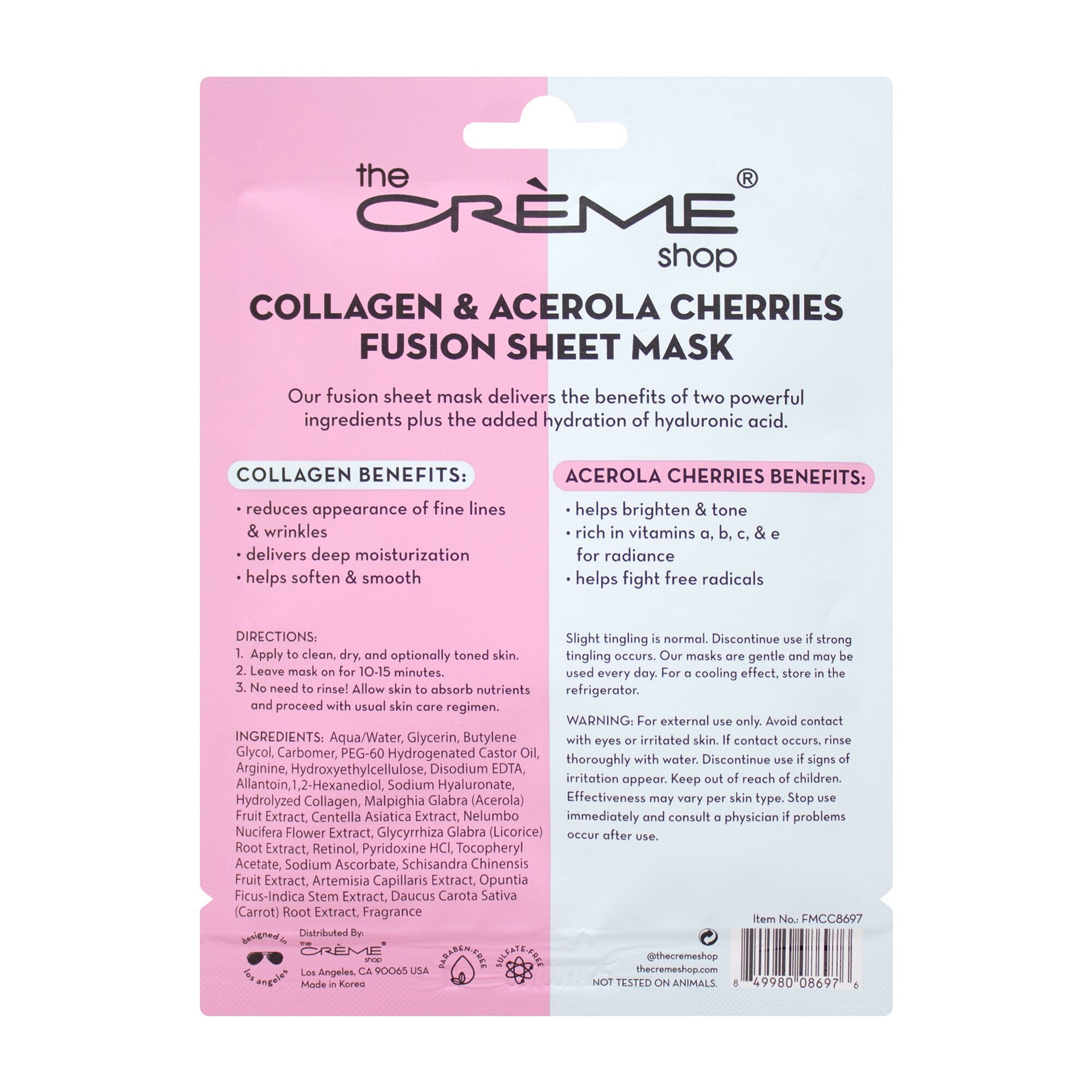 slide 2 of 2, The Crème Shop Fusion Sheet Mask - Collagen & Acerola Cherries, 1 ct