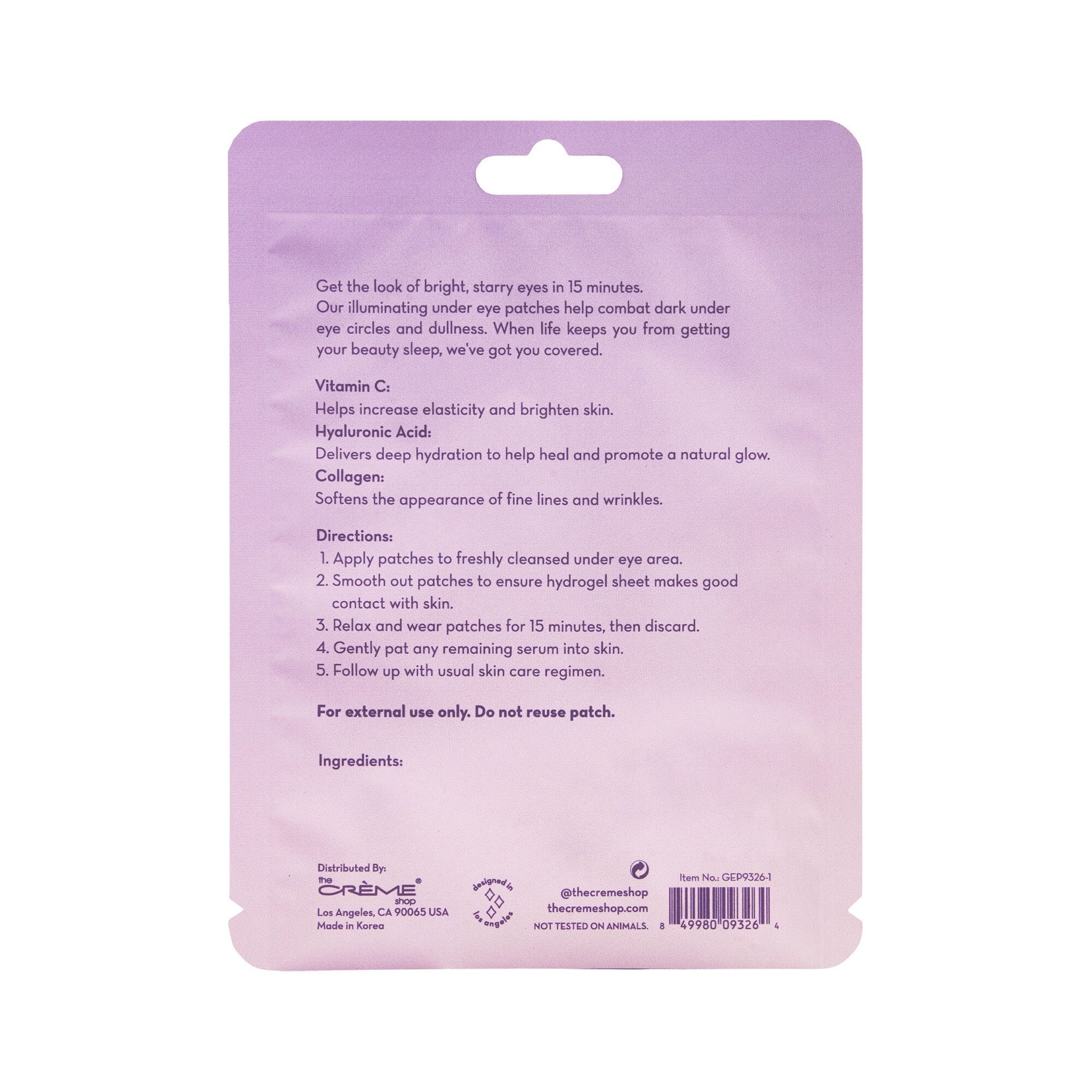 slide 2 of 2, The Crème Shop The Creme Shop How Do Eye Look? Bright Hydrogel Eye Patch, 1 ct