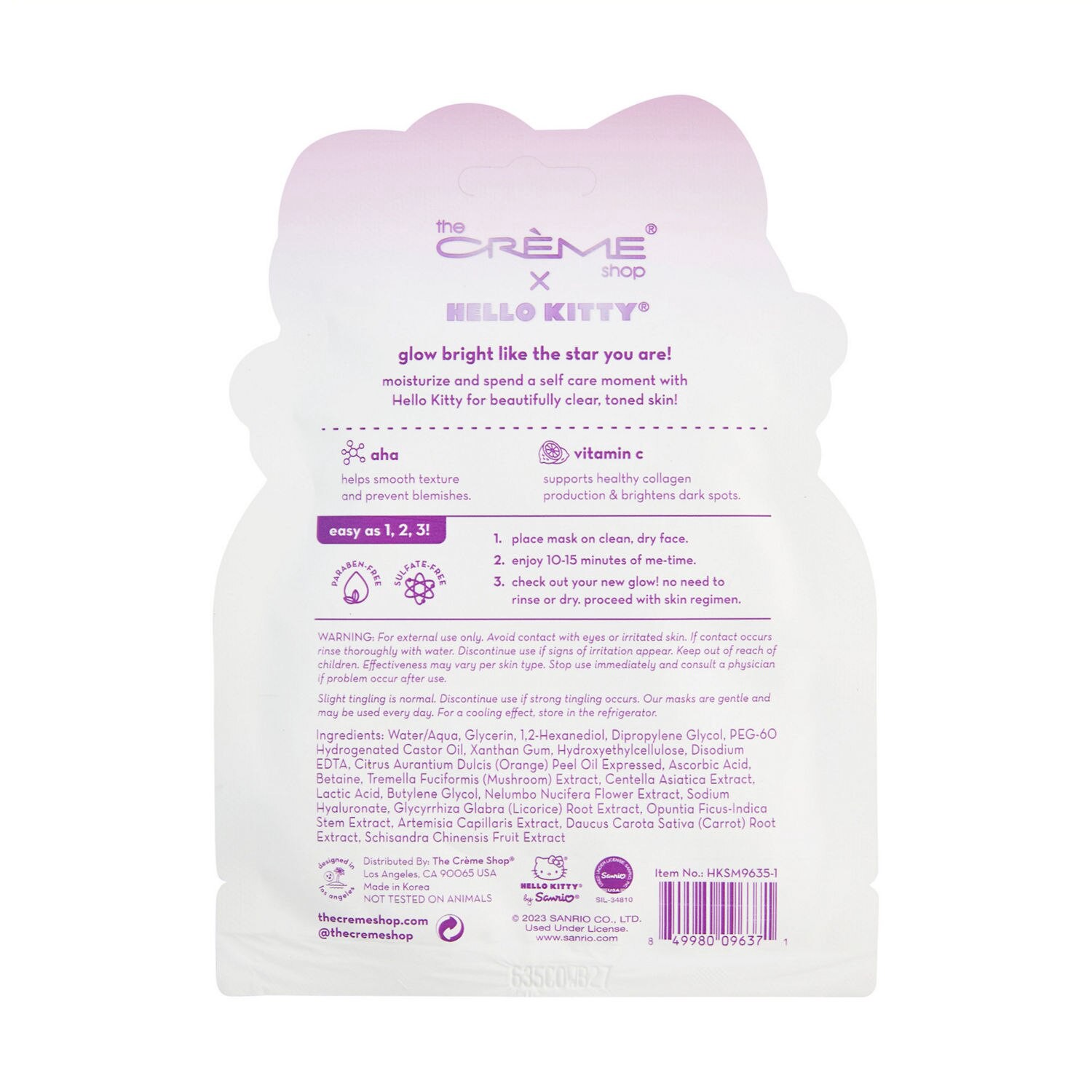 slide 3 of 3, Tcs Hello Kitty Purple Sheet Mask, 1 ct
