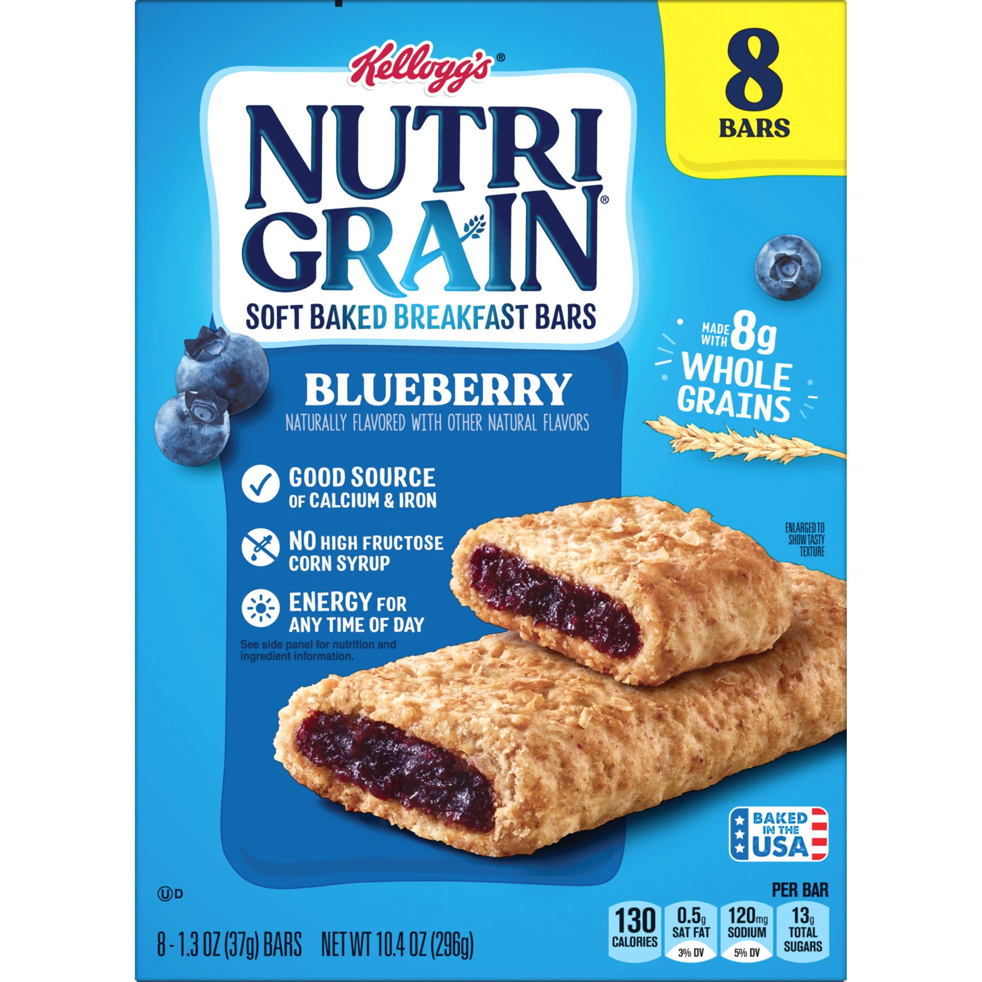 slide 2 of 5, Nutri-Grain Soft Baked Breakfast Bars, Blueberry, 10.4 oz, 8 Count, 10.4 oz