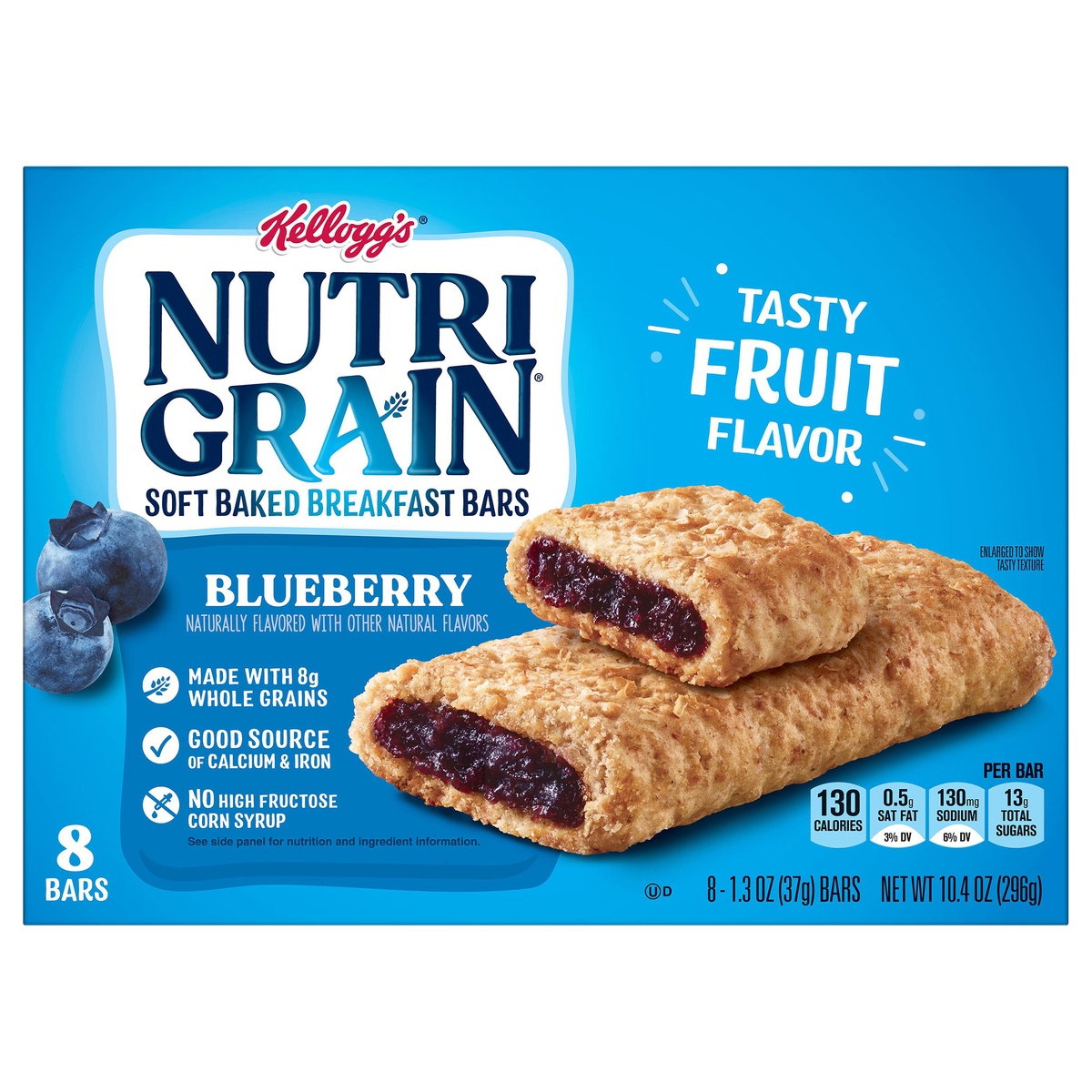 slide 1 of 1, Kellogg's Nutri-Grain Soft Baked Breakfast Bars, Made with Whole Grains, Kids Snacks, Blueberry, 10.4 oz