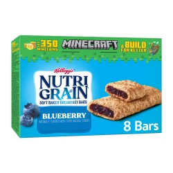 Kellogg's Nutri-Grain Soft Baked Breakfast Bars, Made with Whole Grains, Kids Snacks, Blueberry
