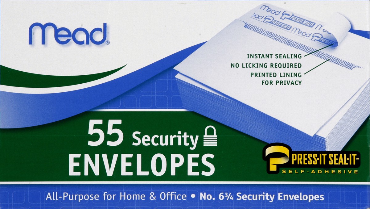 slide 1 of 4, Mead Security Envelopes, 55 ct